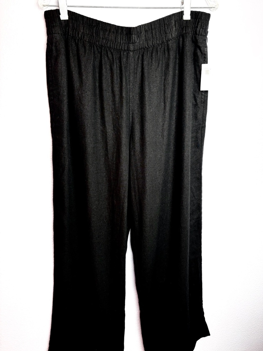 High Rise Wide Leg Comfort Waist Band Old Navy Linen Blend Pants Back Pockets